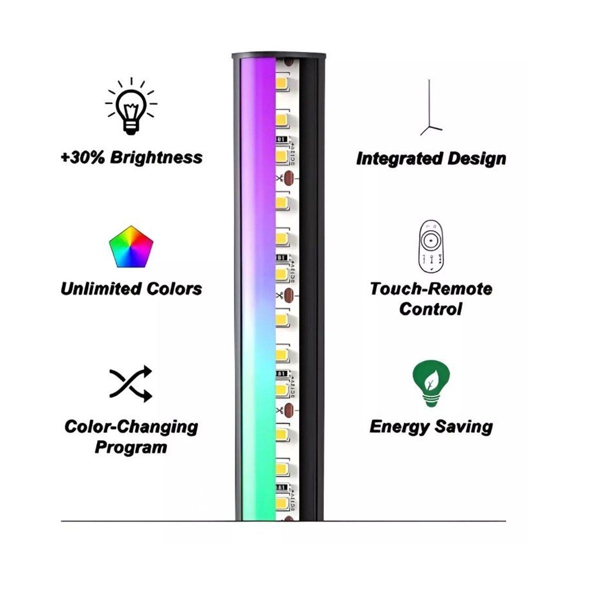 GENERICO - Lampara De Conexión Usb De Pie Luces Led Rgb Control Remoto
