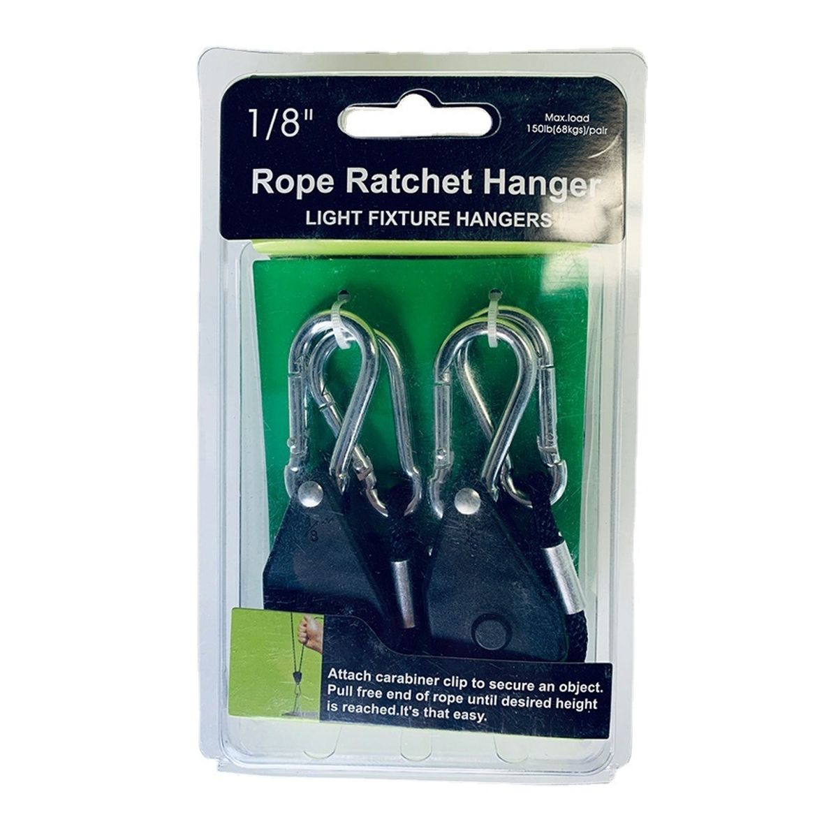 GENERICO - 2 Gancho Reforzado 1/8 Cuerda 2,4m Polea Ratchet Hasta 68kg