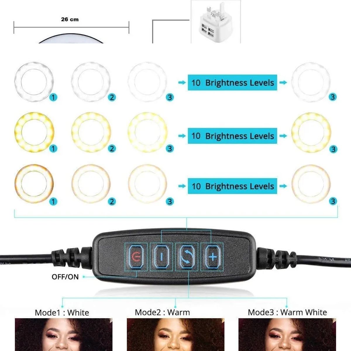 GENERICO - Aro De Luz Fotografia Anillo De Luz Para Fotografia 26cm