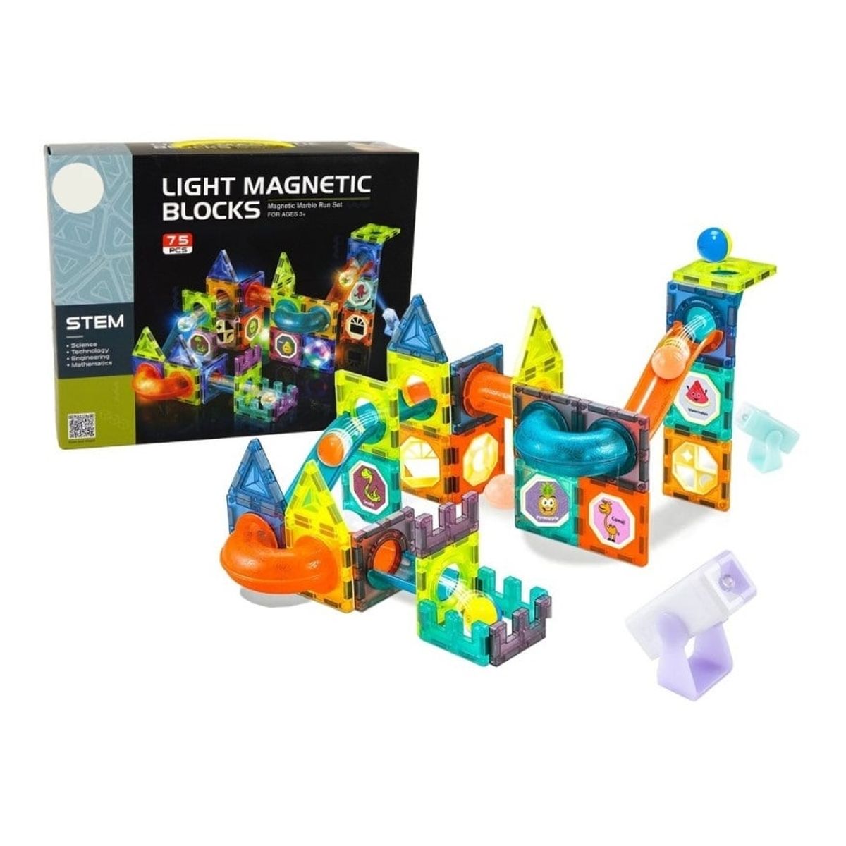 GENERICO - Bloque De Construcción Magnético Pista De Bola Led 75pcs