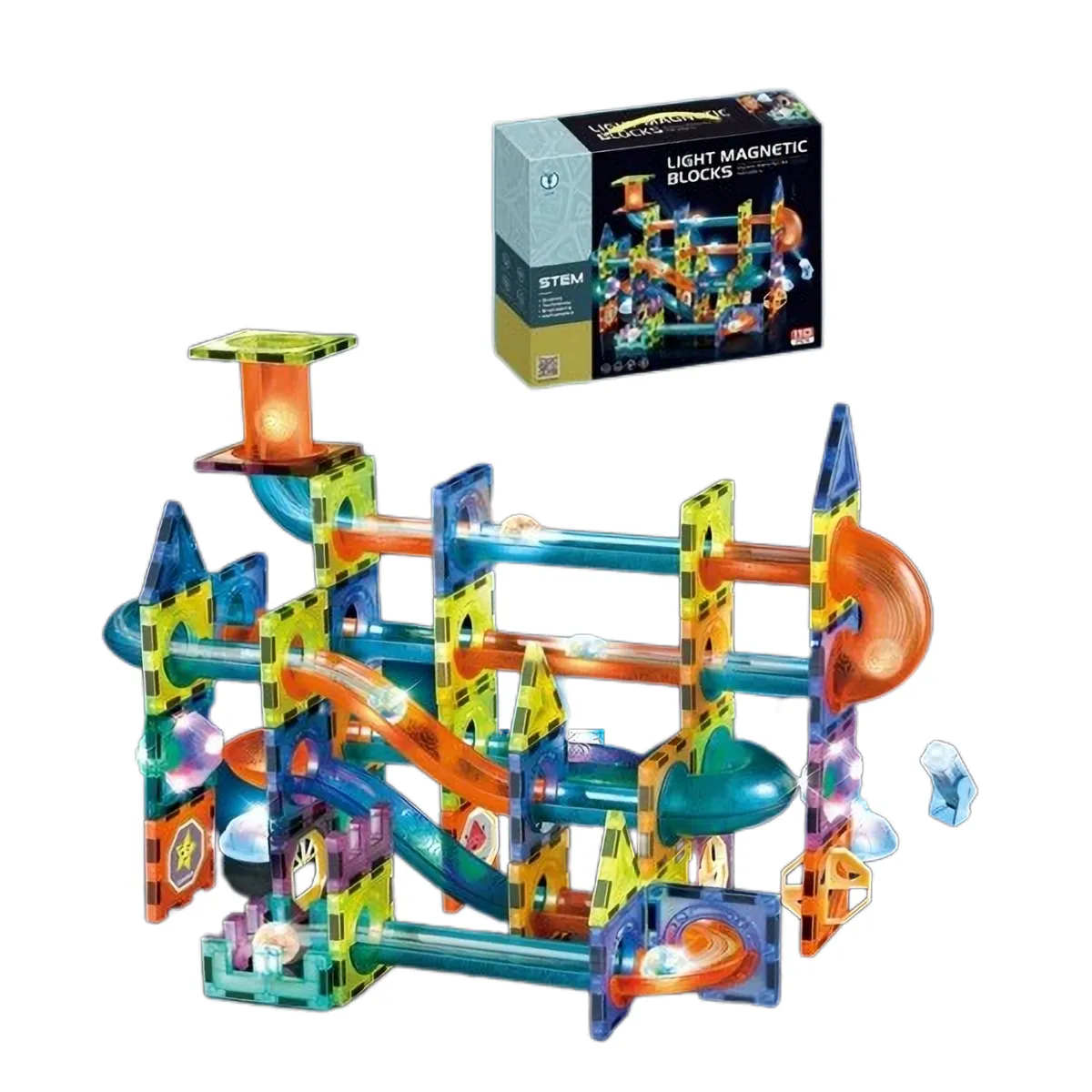 GENERICO - Set De Construcción Magnético Imán Tobogán 110 Piezas Magnet