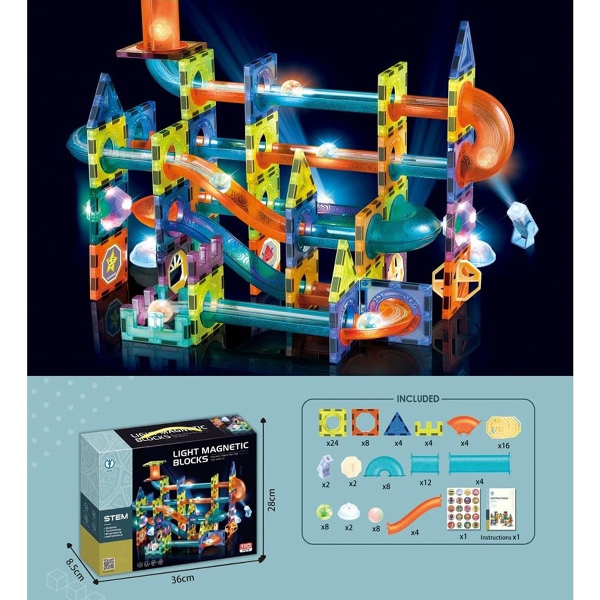 GENERICO - Set De Construcción Magnético Imán Tobogán 110 Piezas Magnet