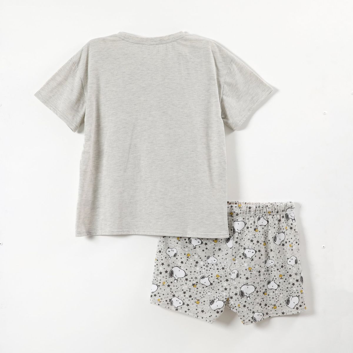 SNOOPY - Pijama Corto Mujer Cara Peanuts Gris Snoopy