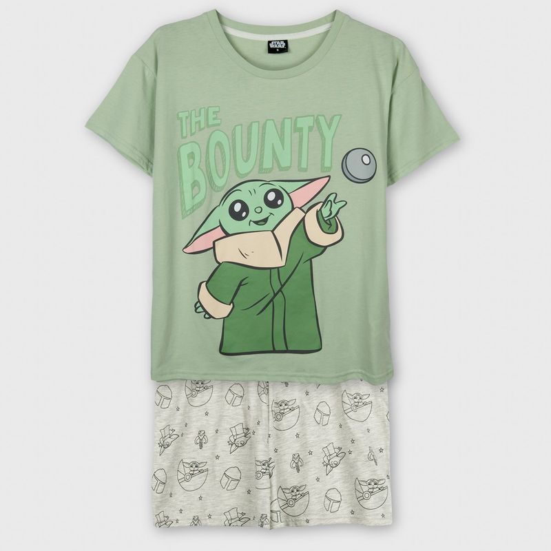 STAR WARS - Pijama Corto Mujer Mandalorian The Bounty Verde Star Wars