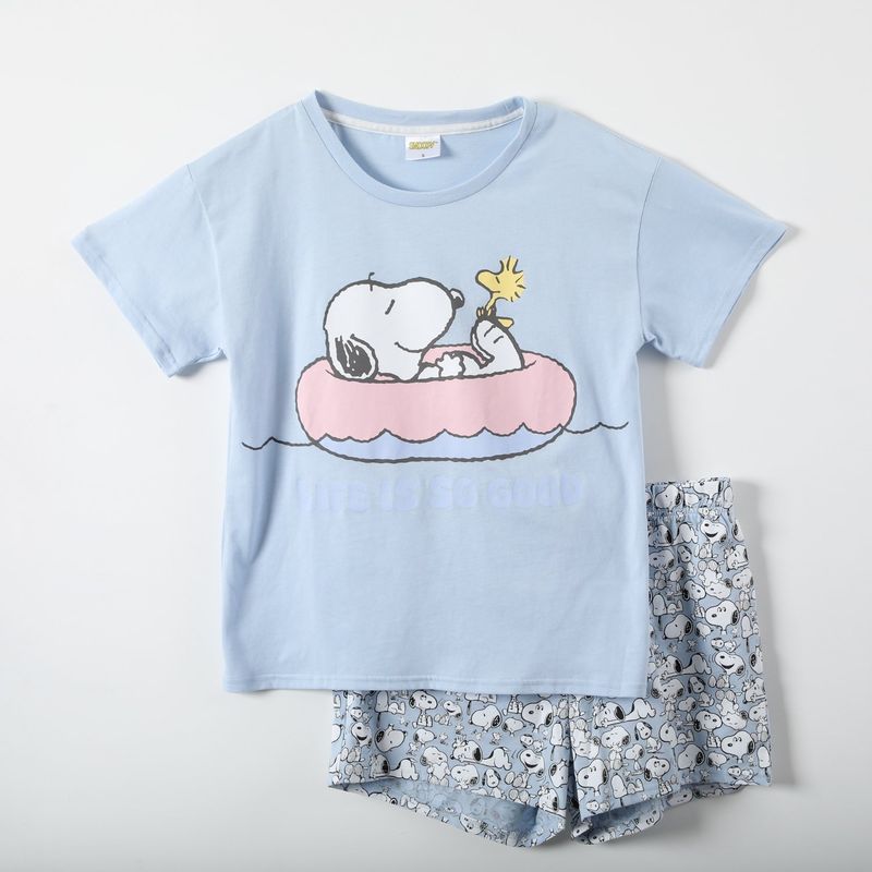 SNOOPY - Pijama Corto Mujer Summer Snoopy Morado