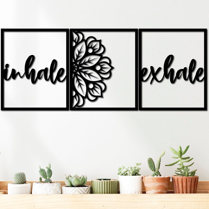 ELAB PROPIA - Set 3 Cuadros Mandala Inhale Exhale 49x41cm c.u. - Madera Fun Republic