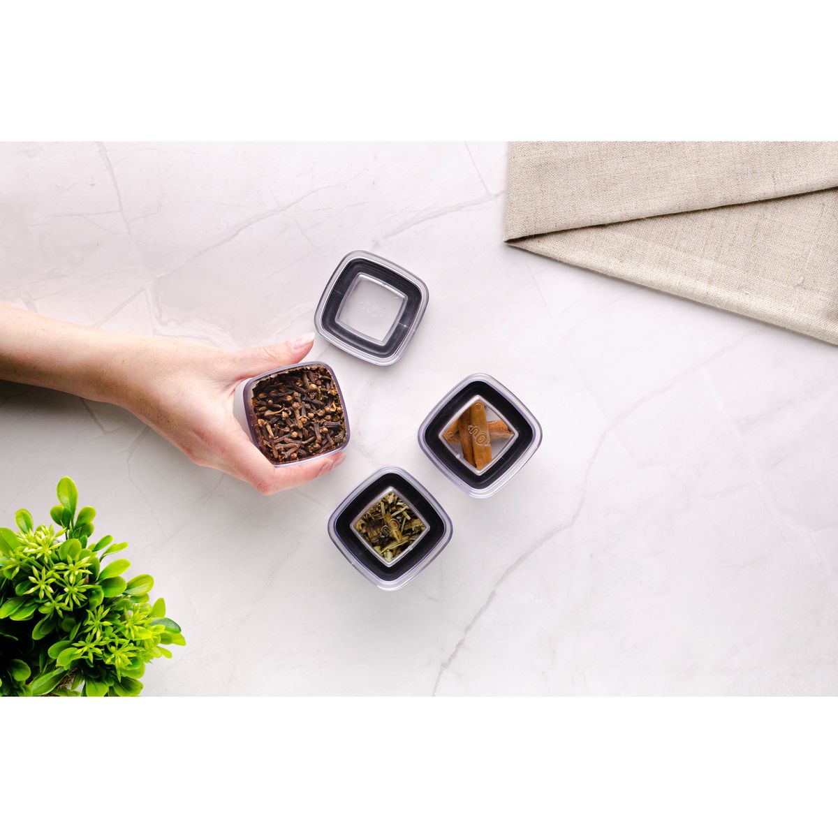 OU - Conjunto Especieros Herméticos Block 6 Piezas (0,150L) Transparente - Turquesa