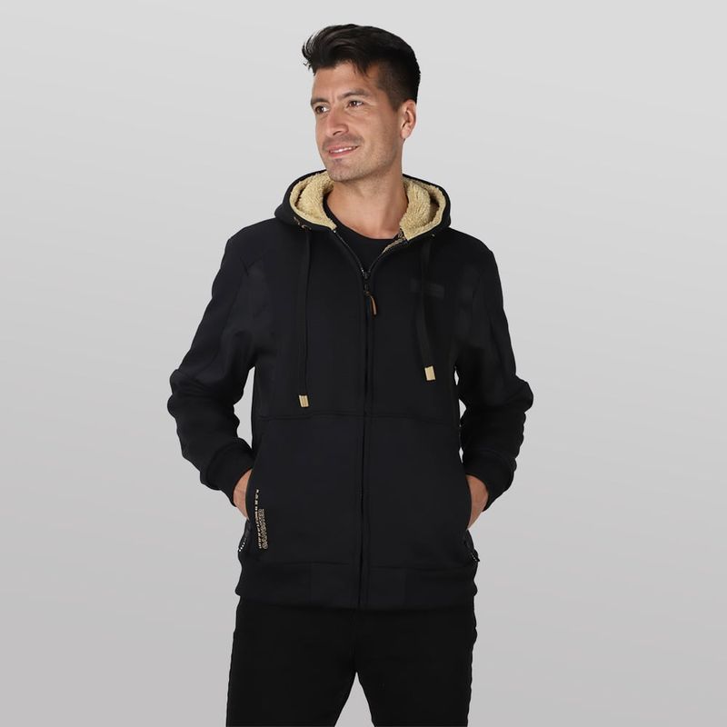 GANGSTER - Poleron Fullziper Flair Negro Gangster