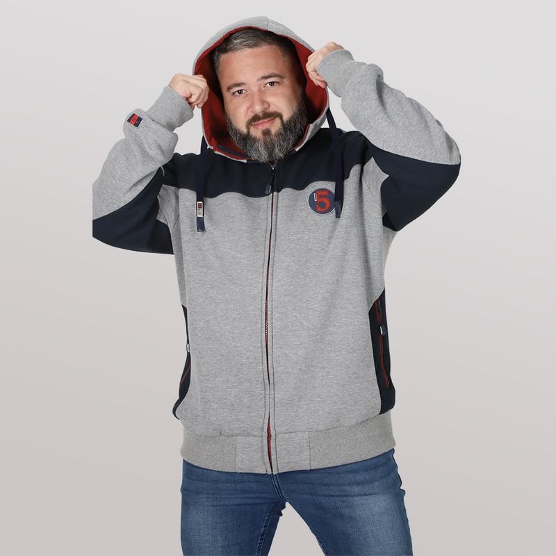 GANGSTER - Poleron Fullziper Temper Gris Gangster