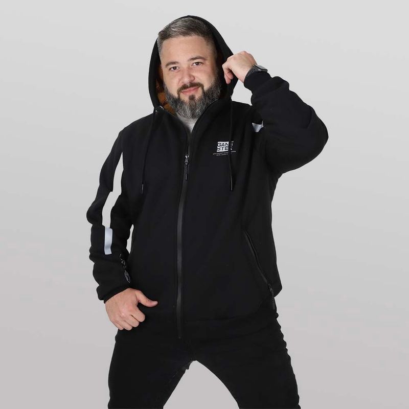 GANGSTER - Plus Polerón Full Zipper Sherpa Eternal Negro Gangster
