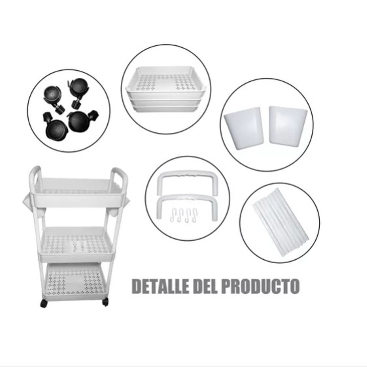 ESHOPANGIE - Carrito Organizador Con Ruedas Asas Multiuso 3 Niveles