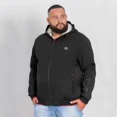 GANGSTER - Plus Polerón Full Zipper Sherpa Tracker Negro