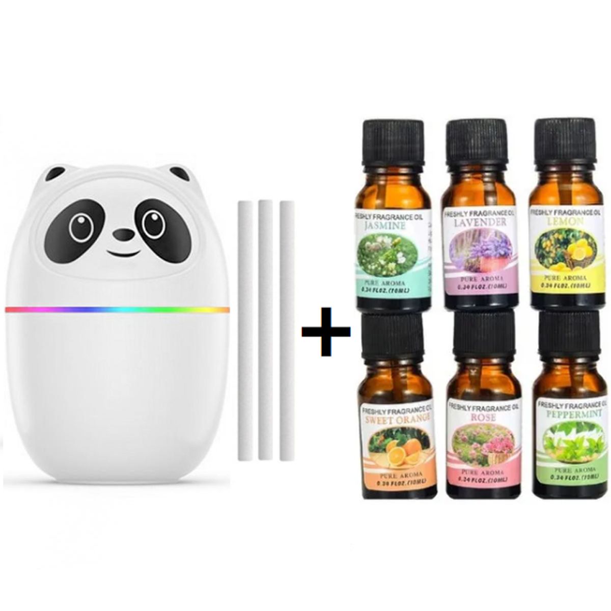 GENERICO - Humidificador Aromático De Panda Con 6 Esencias Blanco