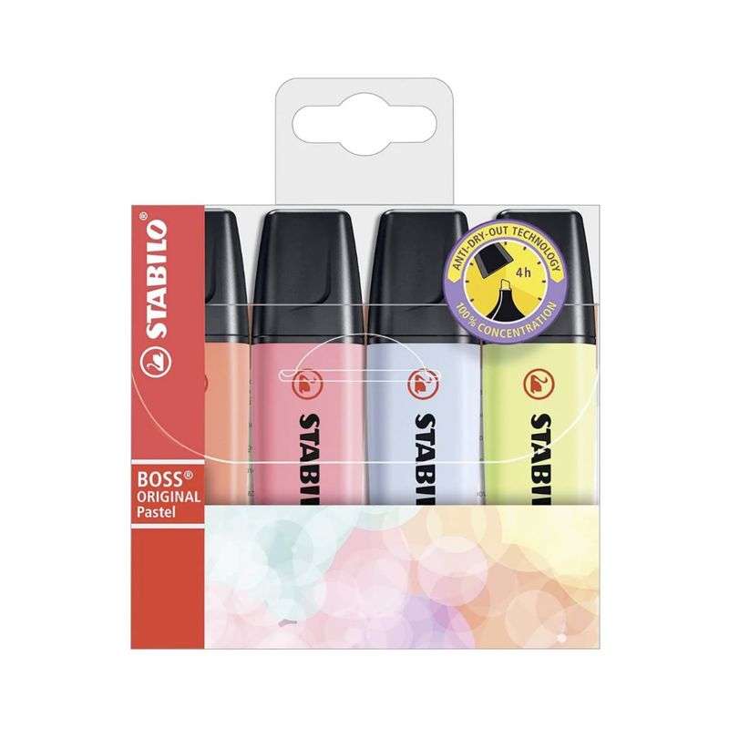STABILO - Set de 4 Destacadores Stabilo Boss Original Pastel (70/4-3)