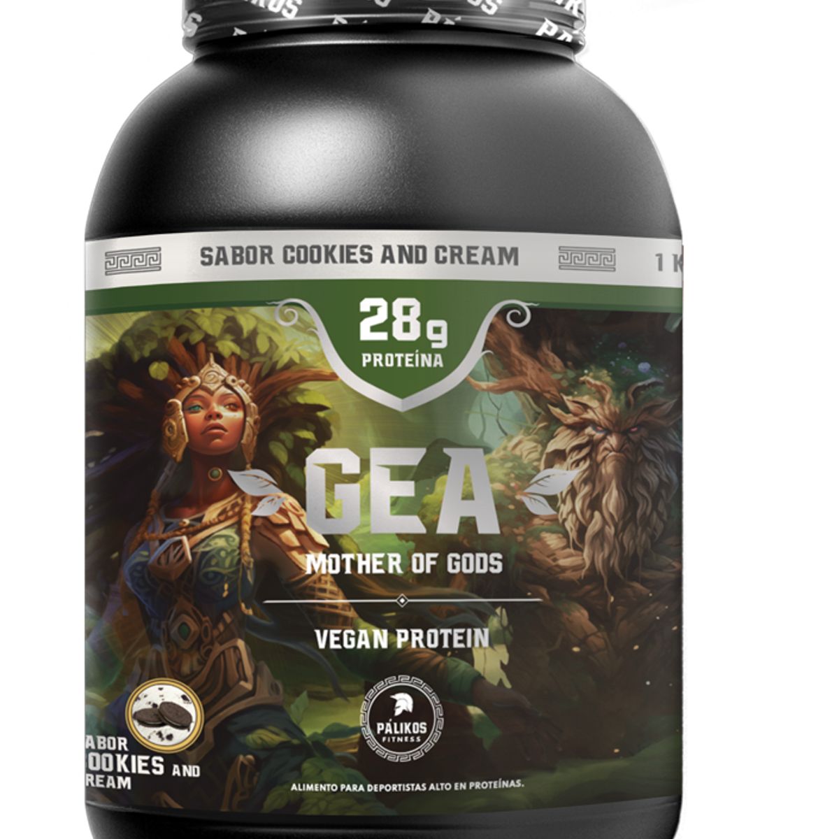 PALIKOS FITNESS - Proteína Vegana 1kg  Sabor Cookies and Creams Gea Palikos.