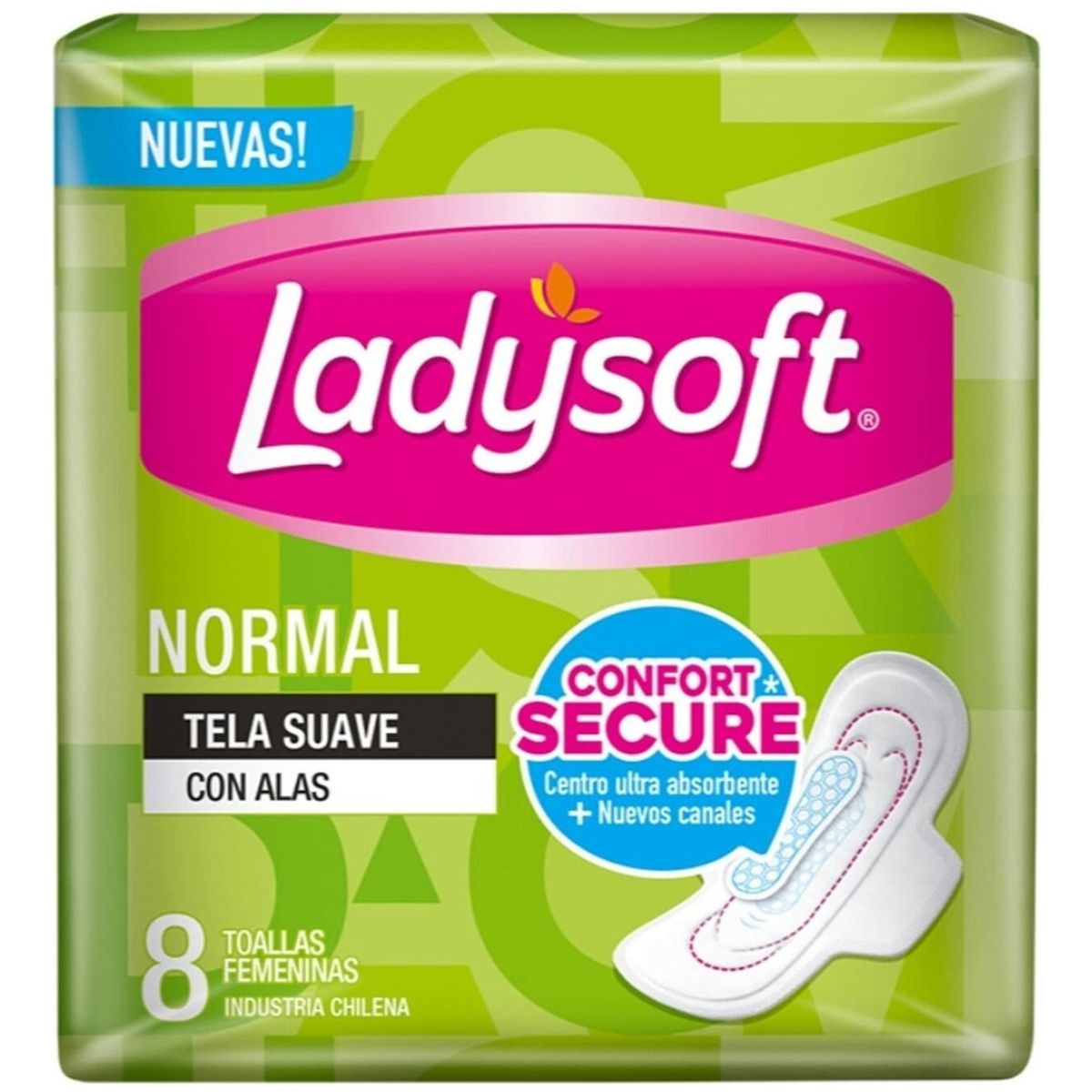 LADYSOFT - Toalla Femenina Ladysoft Normal Tela Suave 8 Unidades Calas