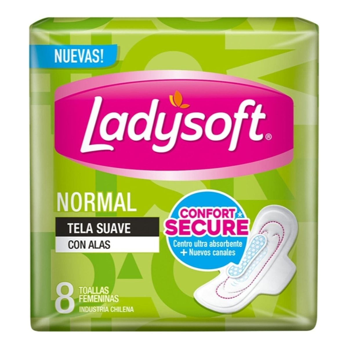 LADYSOFT - Toalla Femenina Ladysoft Normal Tela Suave 8 Unidades Calas