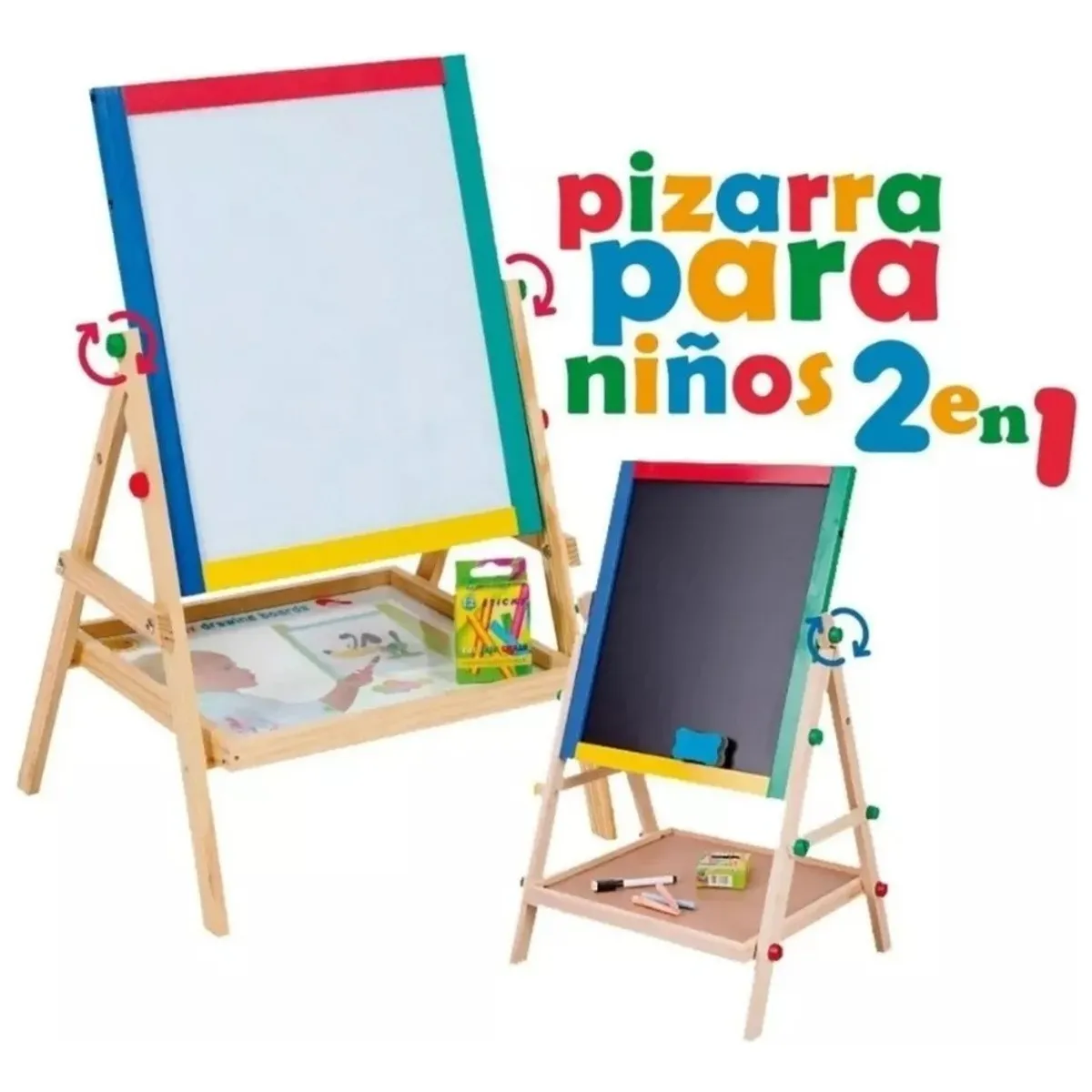 U BUY - Pizarra Atril Para Niño Magnetica Doble tizaplumón Madera