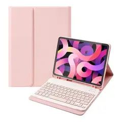 GENERICO - Funda Con Teclado Rosado Para iPad 7ma/8va/9na 10.2 Español