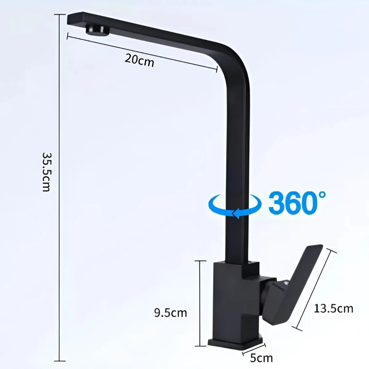 GENERICO - Llave Monomando Para Lavaplatos Negra Ferretools
