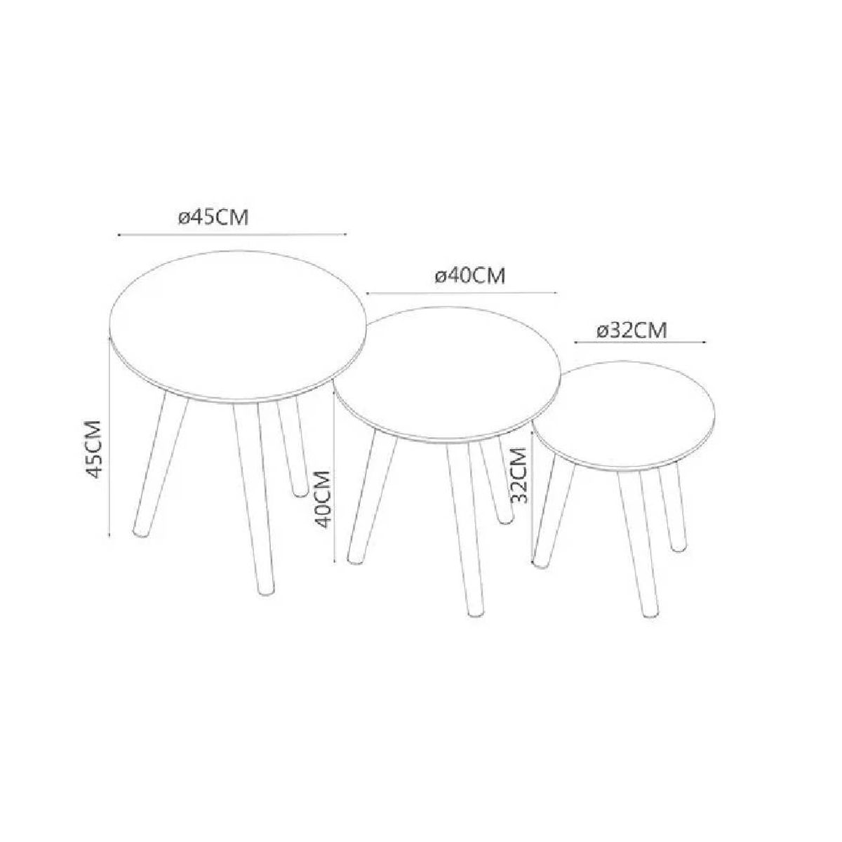 GENERICO - Set 3 Mesas Grape Centro/Lateral Blanco