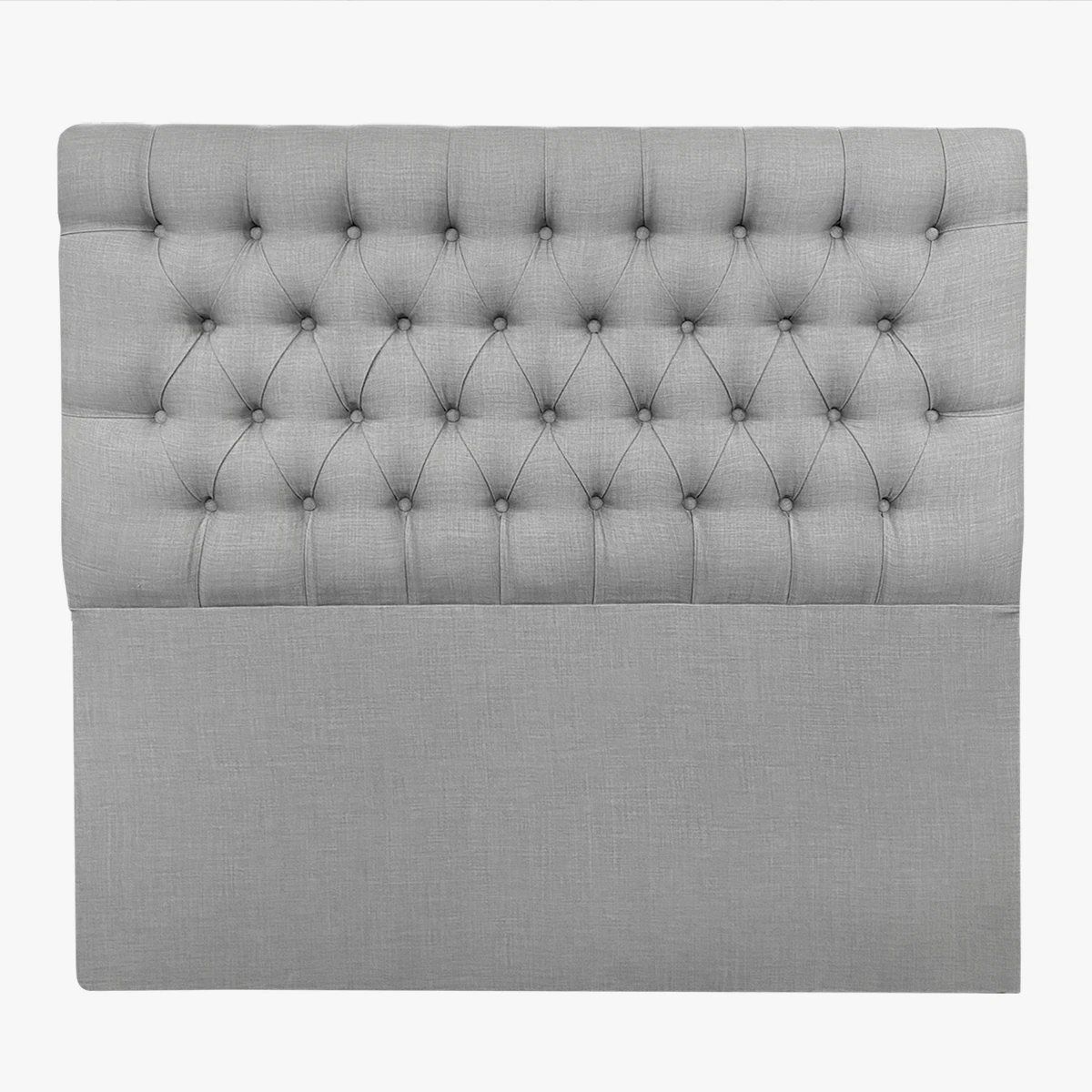 ESPACIO HOGAR - Respaldo de Cama Capitoné Premium Lino Gris Plata - 1.5 Plaza