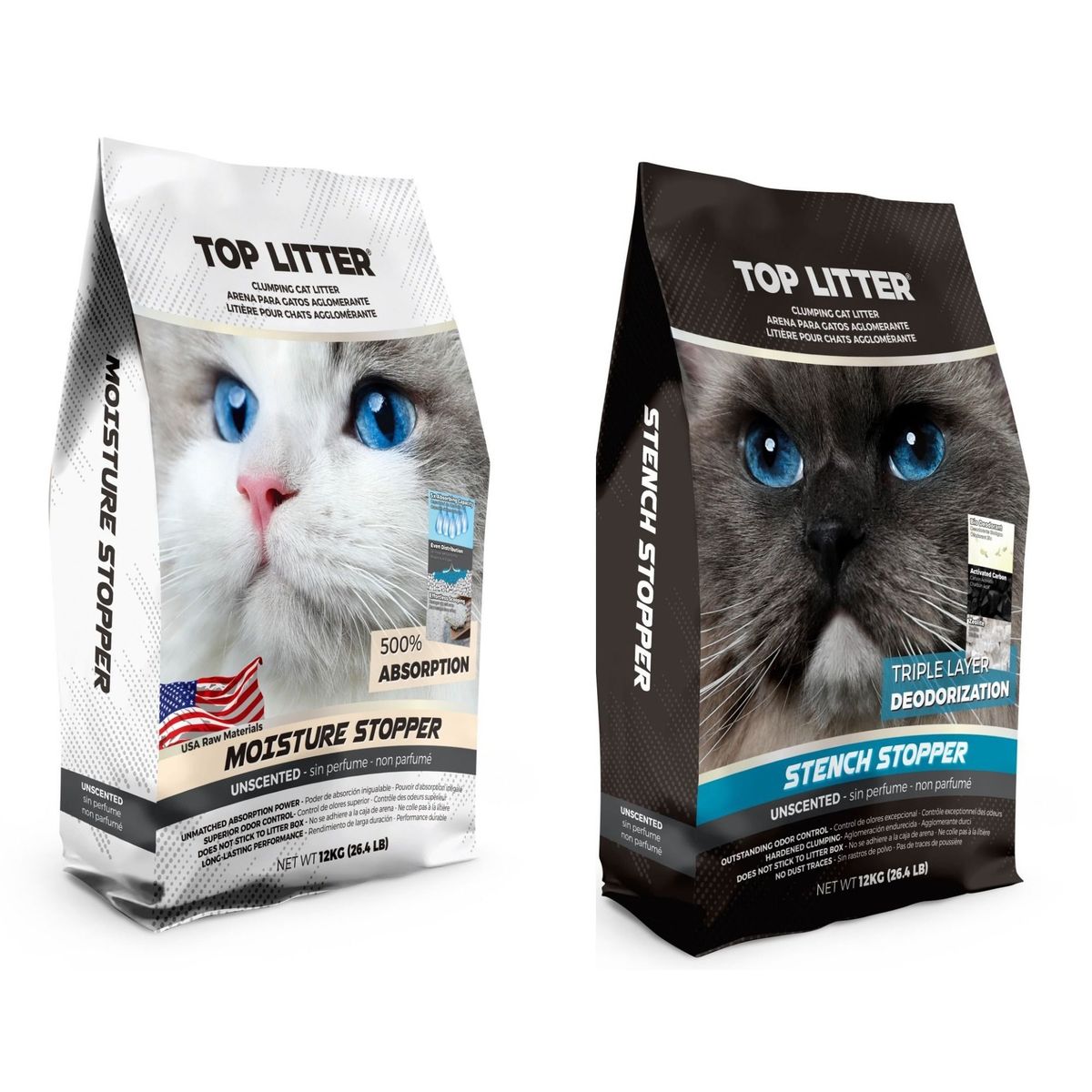 GENERICO - Pack Top Litter Arena Gato Super Premium aglutinante 24kg