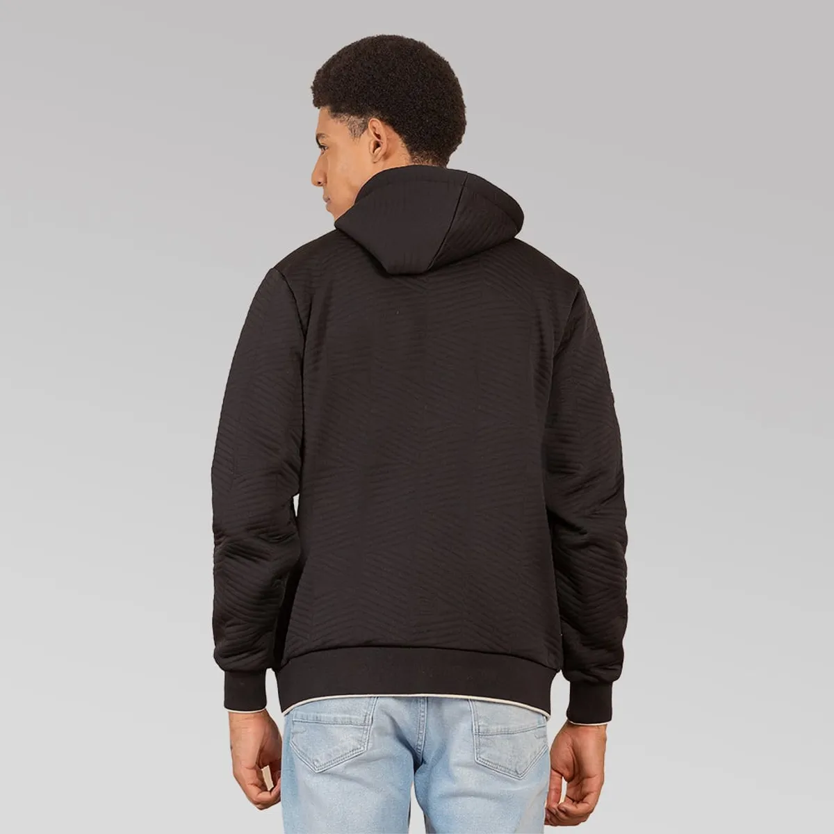 GANGSTER - Poleron Fullziper Jacquard Sherpa Nebula Negro Gangster