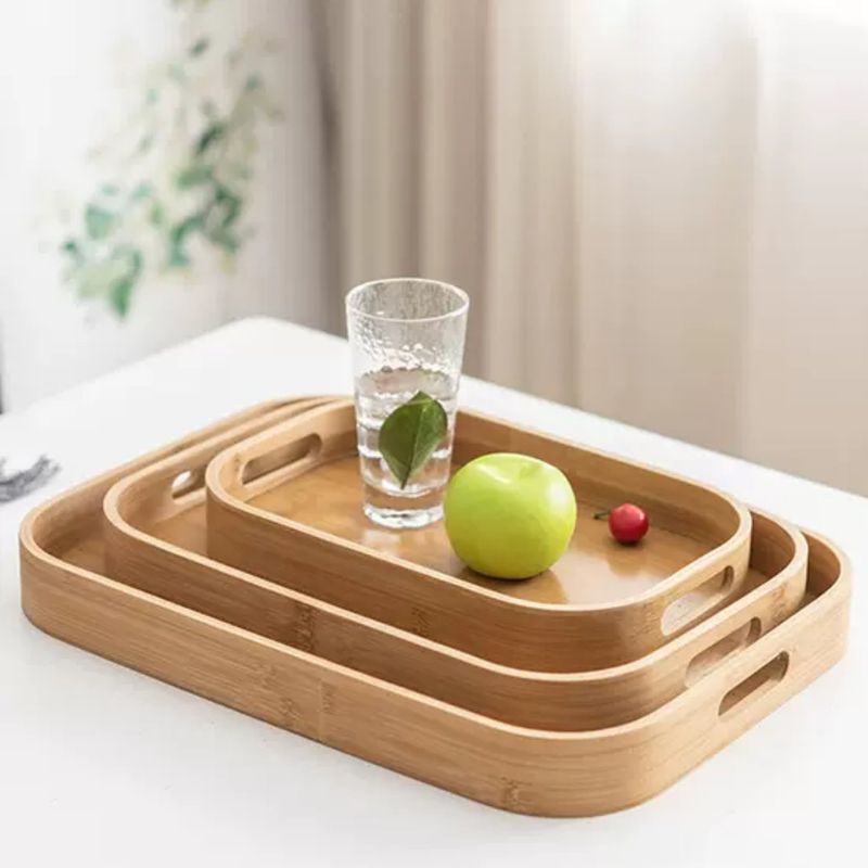 HOMESTAR - Set de Bandeja Rectangular de Bambú