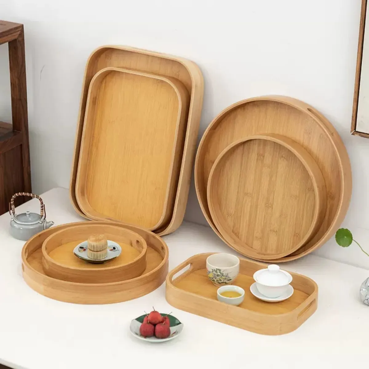 HOMESTAR - Set de Bandeja Rectangular de Bambú