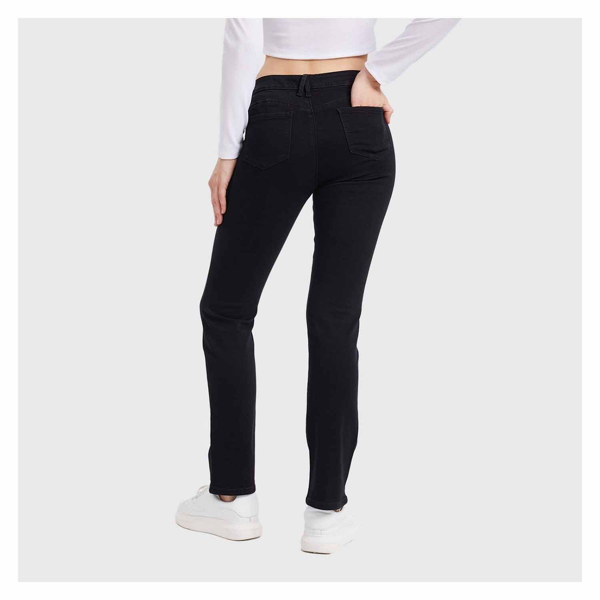 FASHION'S PARK - Jeans Mujer Recto Flo Tiro A Negro Fashion's Park