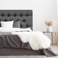 Respaldo de Cama Capitoné Premium Lino Grafito - 2 Plazas