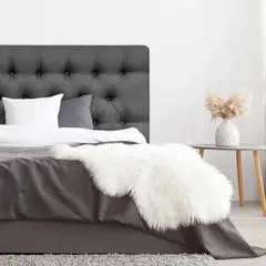 ESPACIO HOGAR - Respaldo de Cama Capitoné Premium Lino Grafito 2 Plazas