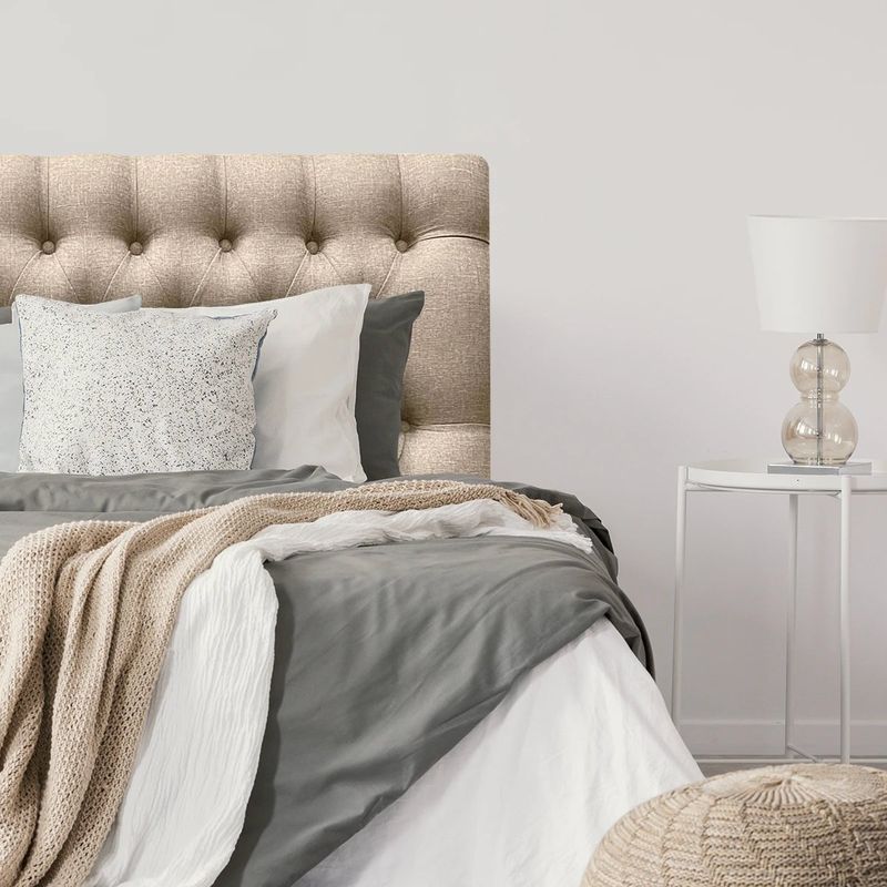 ESPACIO HOGAR - Respaldo de Cama Capitoné Premium Lino Beige 1,5 Plazas