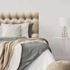ESPACIO HOGAR - Respaldo de Cama Capitoné Premium Lino Beige 2 Plazas