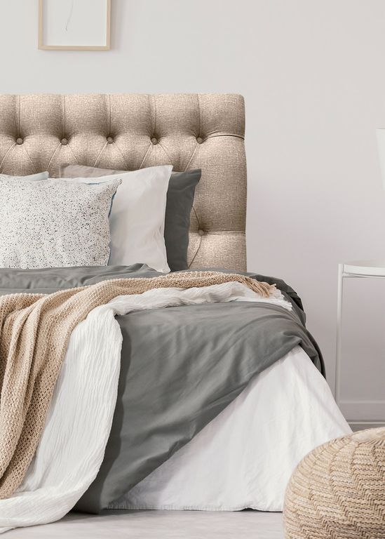 Respaldo de Cama Capitone Premium Lino Beige - King