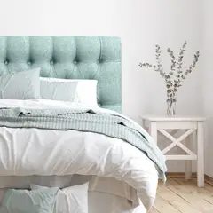 ESPACIO HOGAR - Respaldo de Cama Capitoné Premium Lino Verde Jeans - 1.5 Plaza