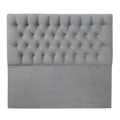 Imagen 2 del producto Respaldo de Cama Capitoné Premium Felpa Gris Plata - 2 Plazas