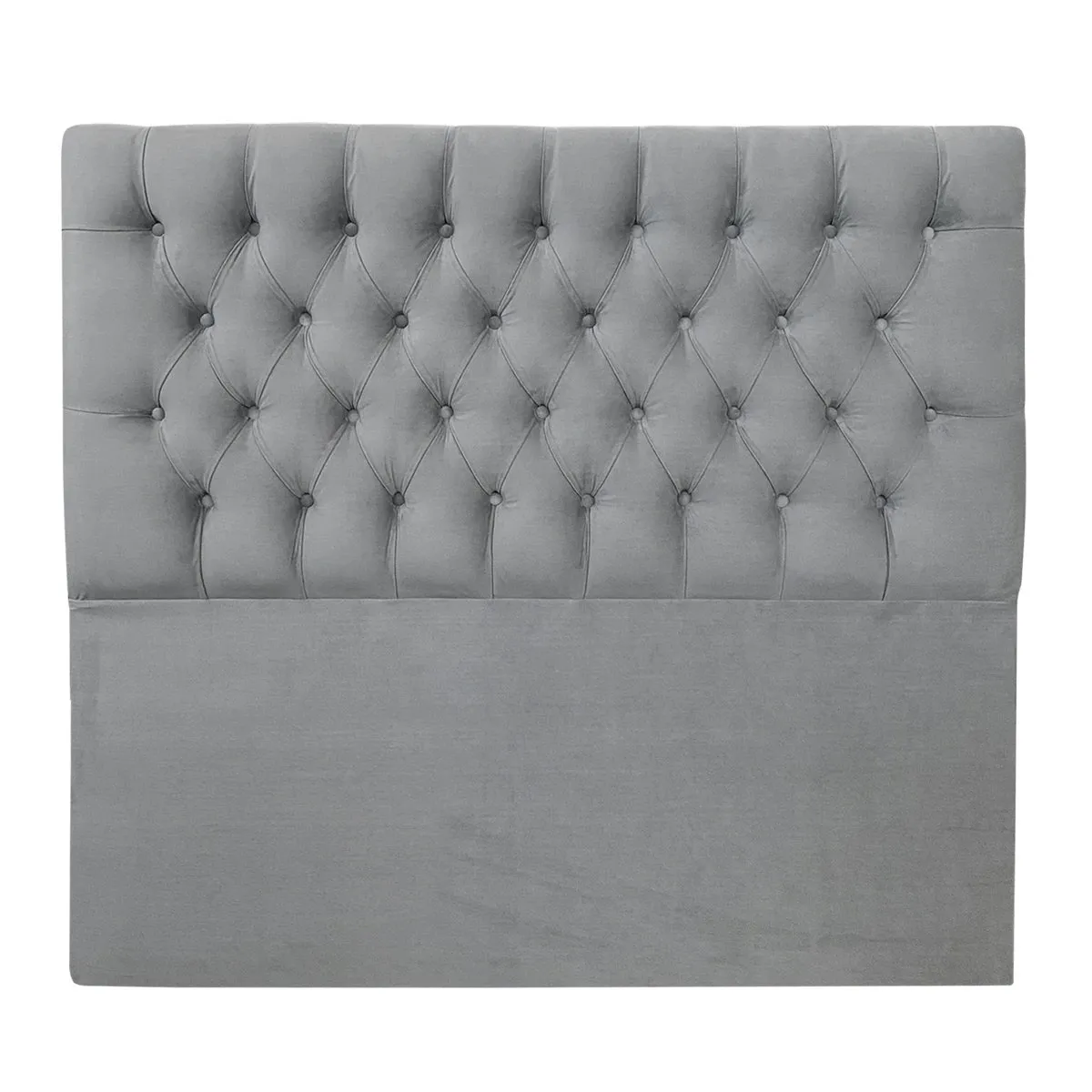 ESPACIO HOGAR - Respaldo de Cama Capitoné Premium Felpa Gris Plata - Queen