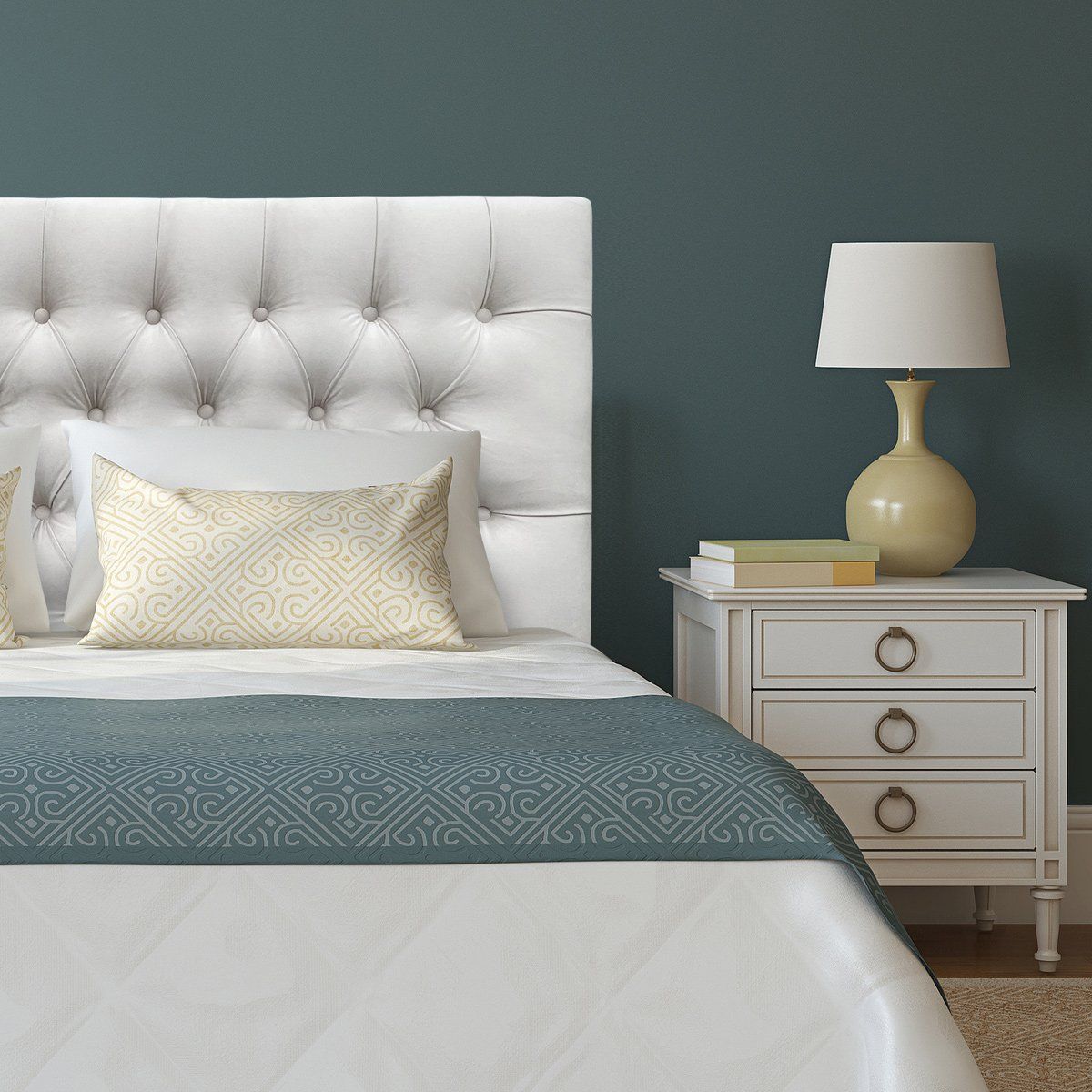 ESPACIO HOGAR - Respaldo de Cama Capitoné Premium Felpa Crema - 1 Plaza