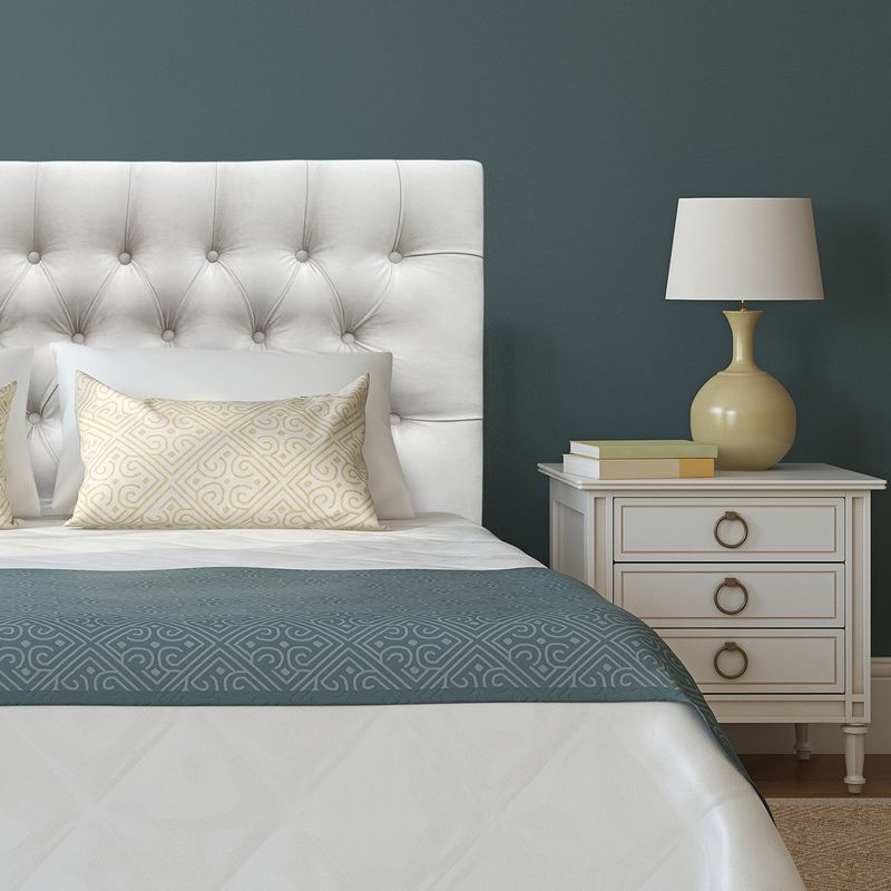 ESPACIO HOGAR - Respaldo de Cama Capitoné Premium Felpa Marfíl Queen