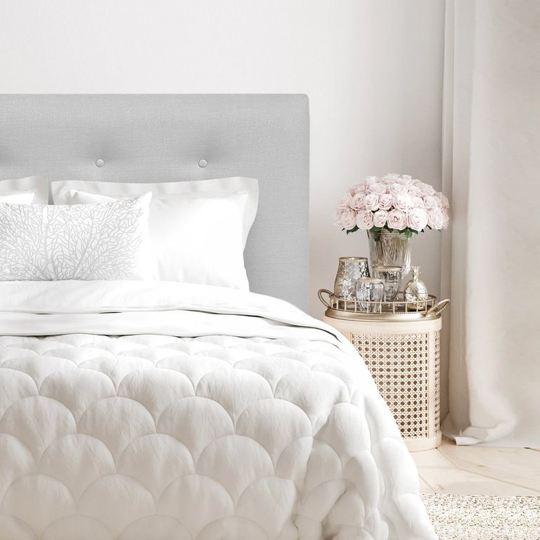 Respaldo de Cama Botone Premium Lino Gris Plata - Super King