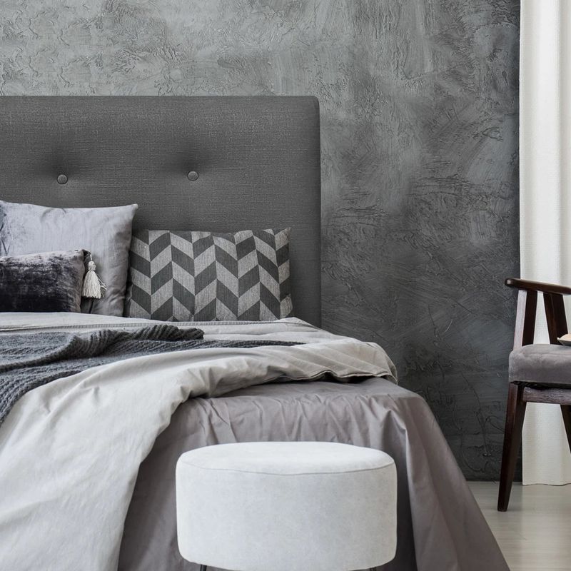 ESPACIO HOGAR - Respaldo de Cama Botoné Premium Lino Grafito 2 Plazas