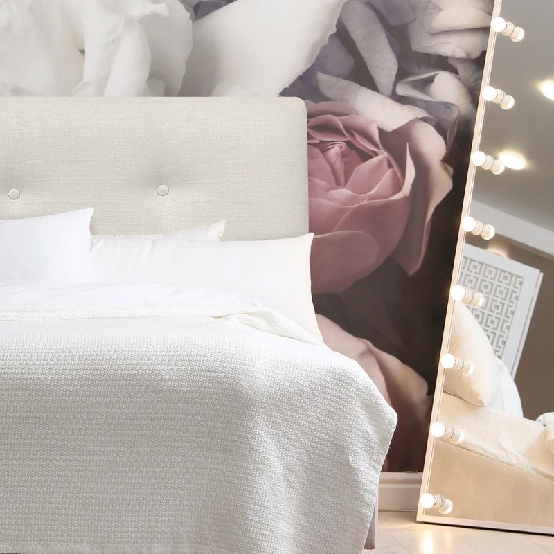 ESPACIO HOGAR - Respaldo de Cama Botoné Premium Lino Crema 2 Plazas