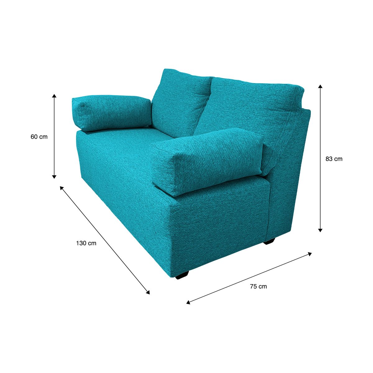 GENERICO - SOFA ELLE 2 CUERPOS CHENILLE TURQUEZA