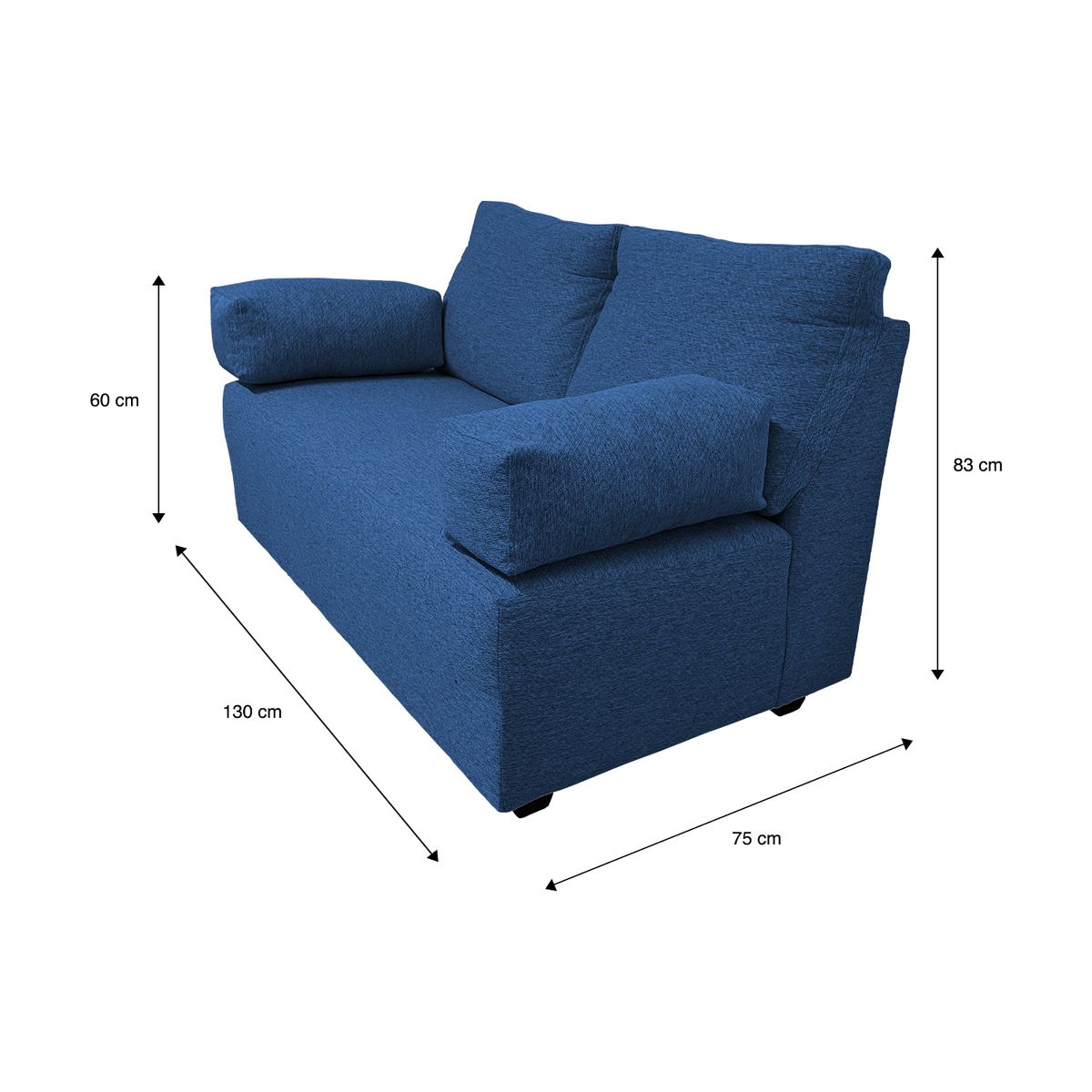 GENERICO - SOFA ELLE 2 CUERPOS CHENILLE AZUL
