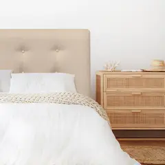 ESPACIO HOGAR - Respaldo de Cama Botoné Premium Lino Beige 1,5 Plazas