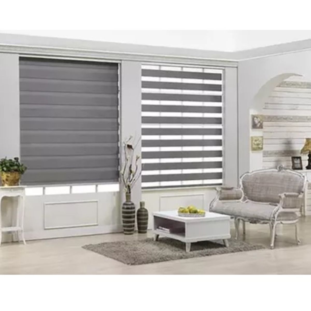 OFERTABKN - Cortina Roller Duo Zebra Dia Y Noche Persiana 100x180cm Gris