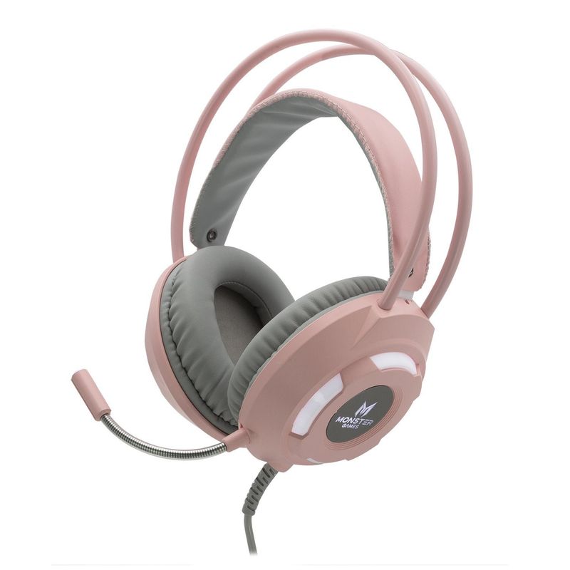 MONSTER - Audífonos Gamer Rosado Iluminación Kind Girl Monster - SC