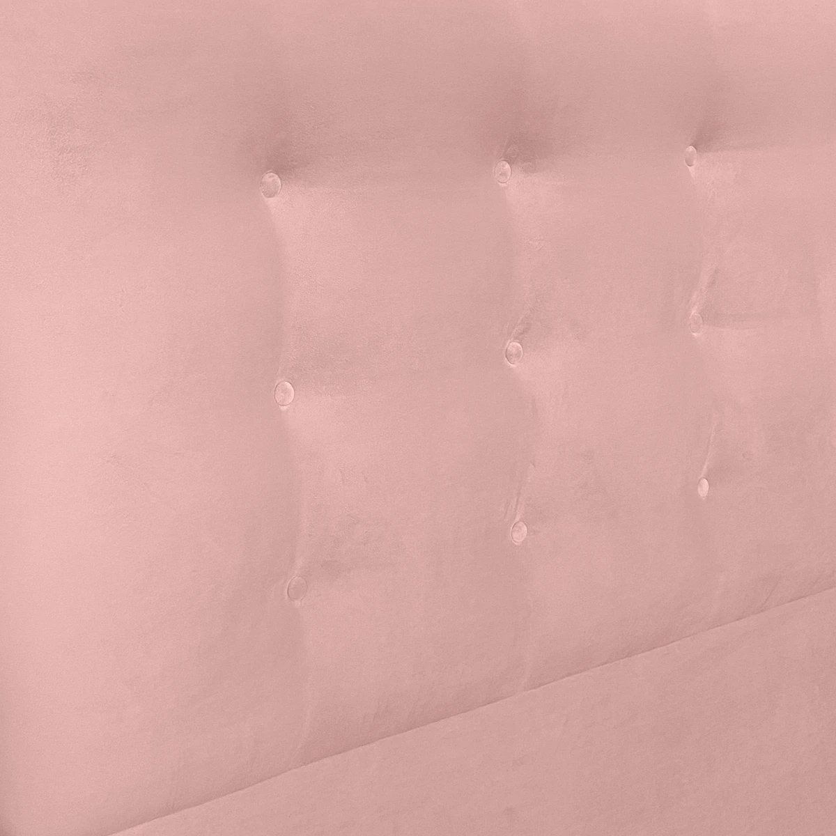 ESPACIO HOGAR - Respaldo de Cama Botoné Premium Felpa Rosado Claro - 2 Plazas